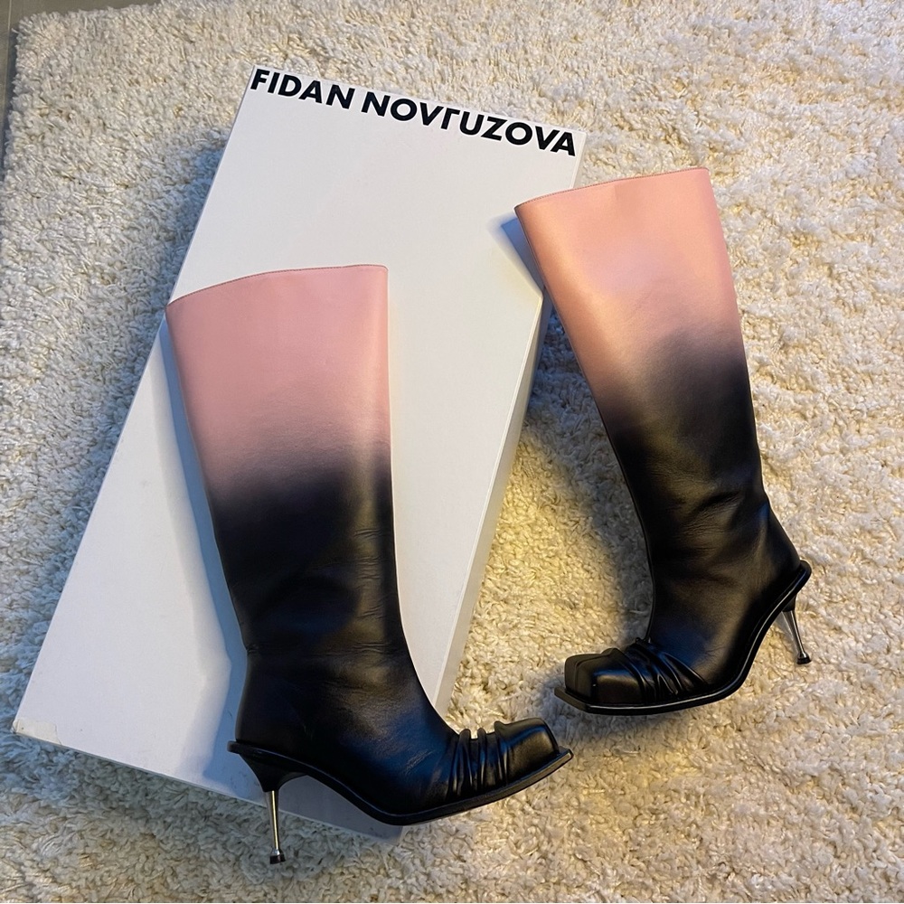 RARE Fidan Novruzova Ombré Leather Tall Boots – US 7 – Sold Out SSENSE Exclusive